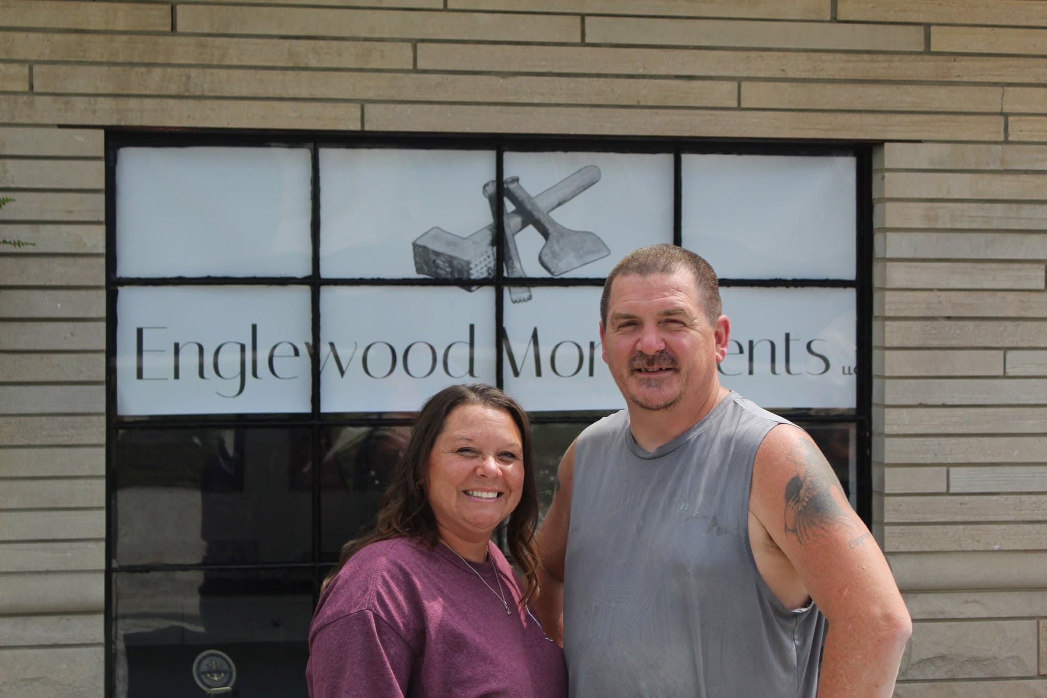 Brad and Diana Branham outside Englewood Monuments
